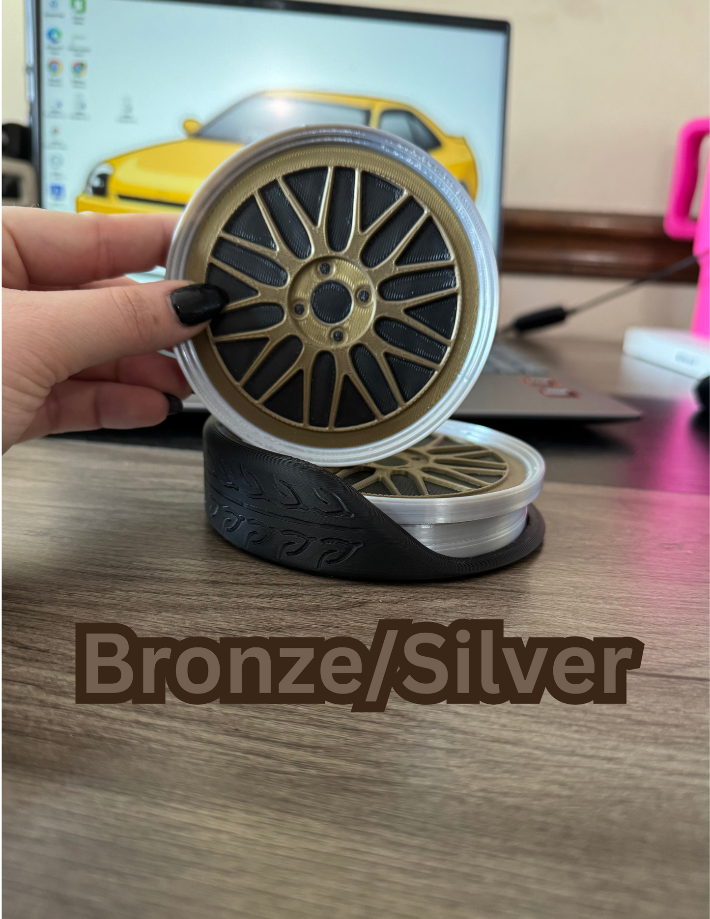 BBS RS Coasters - 4 Inch Diameter 3D Printed Plastic Coasters with Cork Backing, Lightweight Storage Base & Available in Various Colors - Set (Copy)