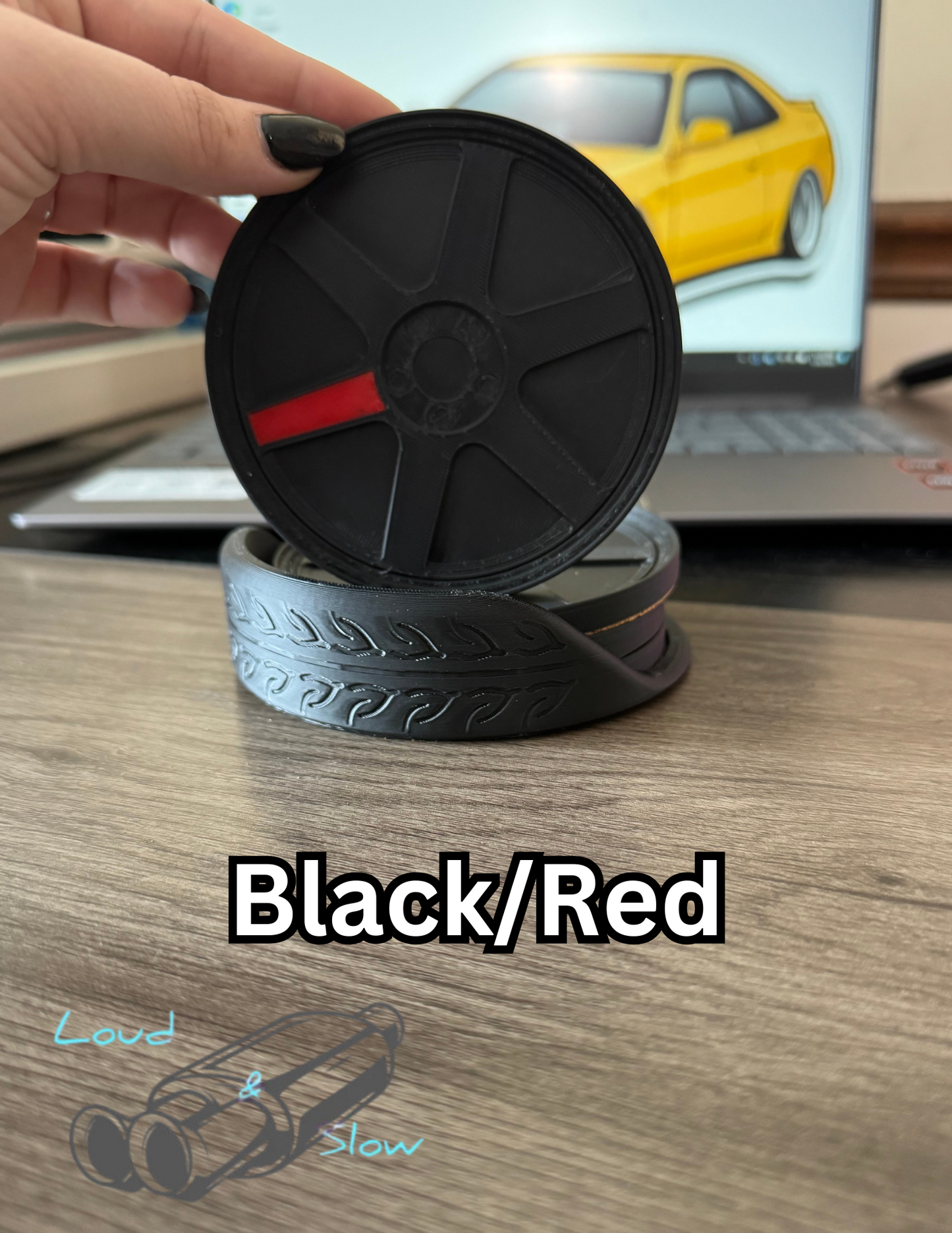 TE37 Coasters - 4 Inch Diameter 3D Printed Plastic Coasters with Cork Backing, Lightweight Storage Base & Available in Various Colors - Set