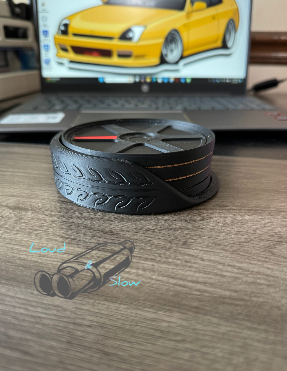 TE37 Coasters - 4 Inch Diameter 3D Printed Plastic Coasters with Cork Backing, Lightweight Storage Base & Available in Various Colors - Set