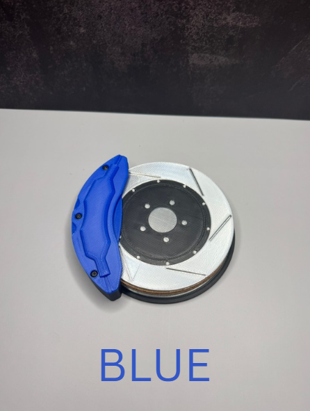 Caliper & Rotor - 4 Inch Diameter 3D Printed Plastic Coasters with Cork Backing, Lightweight Storage Base & Available in Various Colors
