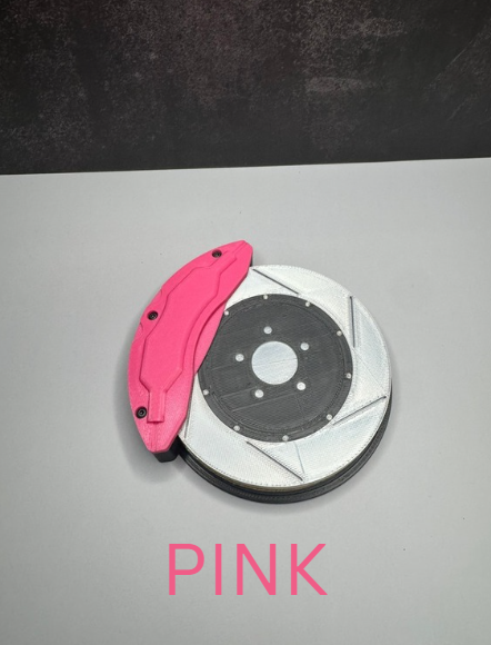 Caliper & Rotor - 4 Inch Diameter 3D Printed Plastic Coasters with Cork Backing, Lightweight Storage Base & Available in Various Colors
