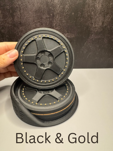 WORK MEISTER S1 - 4 Inch Diameter 3D Printed Plastic Coasters with Cork Backing, Lightweight Storage Base & Available in Various Colors