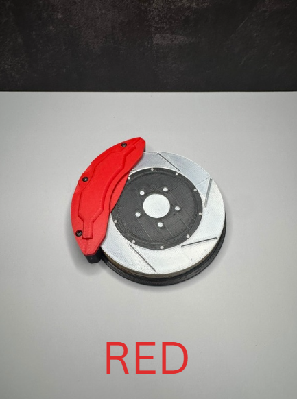 Caliper & Rotor - 4 Inch Diameter 3D Printed Plastic Coasters with Cork Backing, Lightweight Storage Base & Available in Various Colors